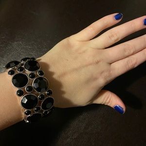 NWT New York & Company Black and Silver stretch cuff